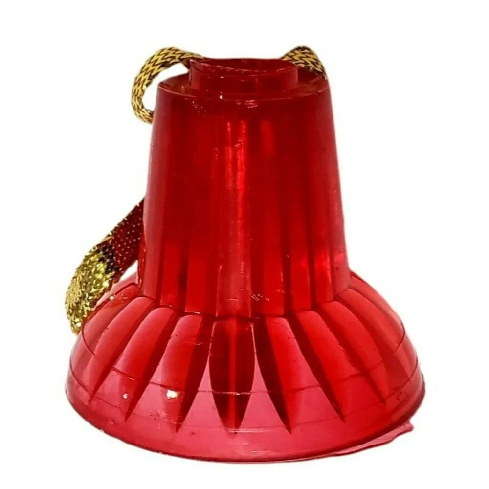8 VTG Christmas Bell String Light Cover Replacement Red Gold Bow Craft Ornament